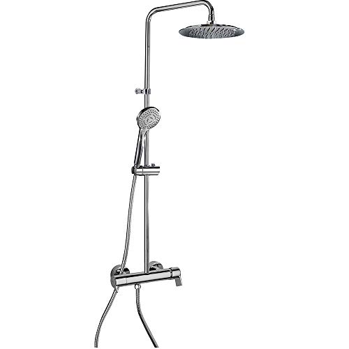 Ramon Soler 43D304790 Dragan - Columna telescópica 880-1460 mm, Inverter integrado, Rociador Abs Slim Diámetro 240 mm, S2, Cooltouch, Limitador de temperatura, Cromo