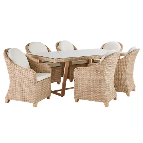 Conjunto de muebles de exterior Medena de aluminio y ratán para 6 personas