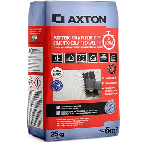 Mortero adhesivo gel flexible Axton 25 kg (endurecimiento 8 horas)