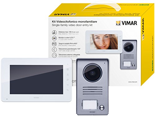 Vimar K40910 Kit Video Portero Montaje Superficie: Video Portero con Teclado Capacitivo LCD 7”, Placa Entrada Audio/Video, Fuente Alimentación Enchufe Intercambiable, Gris