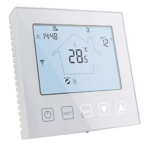 Alexa / Google Home / Termostato WiFi KETOTEK para caldera de gas / agua compatible con Tuya 3A, termostato programable inteligente con aplicación de habitación inteligente