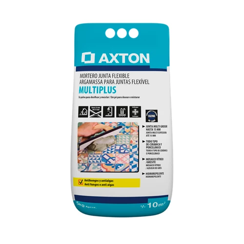 Mortero para juntas multiplus axton 0-15 blanco 5 kg
