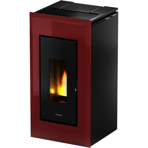 Estufa de pellets conductora Freepoint vega 10,5 kw roja