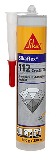 Sikaflex-112 Crystal Clear, Sellador transparente multifuncional para adhesión inmediata en interior y exterior, grietas y juntas, 290 ml