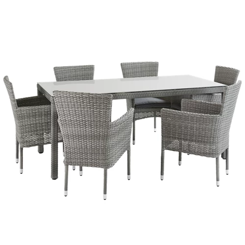 Conjunto de muebles de exterior de aluminio y ratán Davos para 6 personas