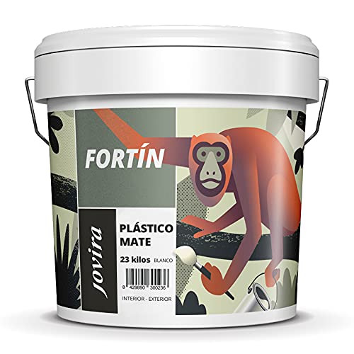 Pintura mate exterior/interior, lavable, super estucada, blanca brillo (23 kg)