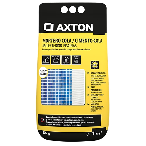 Mortero adhesivo blanco para piscina Axton 5 kg