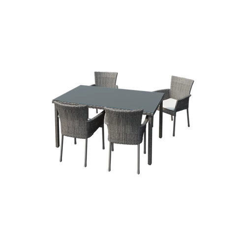 nuevo conjunto de muebles de exterior de acero y ratán para 4 personas