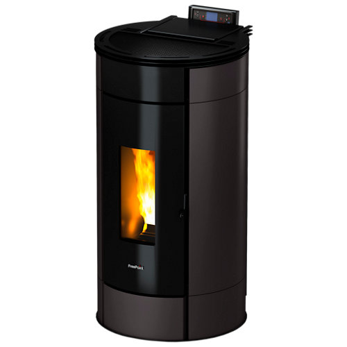 Estufa de pellet globo gris antracita 10,5 kw con pellet gris