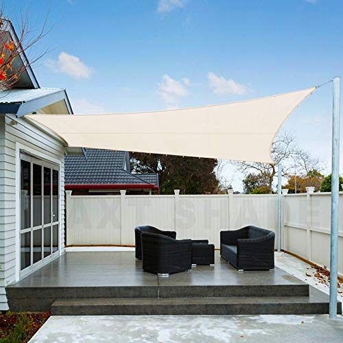 AXT SHADE Marquesina rectangular con velas de sombra de 3 x 4 m, protección resistente a los rayos UV para terraza, exterior, jardín, color crema