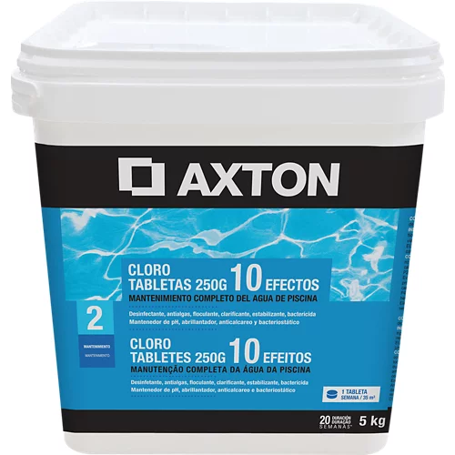 Cloro 10 efectos axton en tabletas de 5 kg