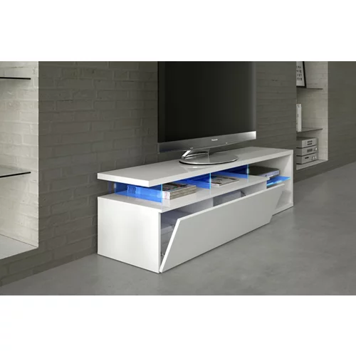 Mueble TV Bluetech blanco brillo 150x41x43
