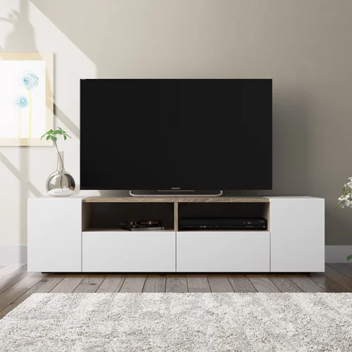 Mueble TV Tamiko blanco con roble 34x138x40