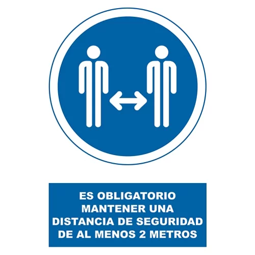 La señal obligatoria mantiene la distancia 34x23cm