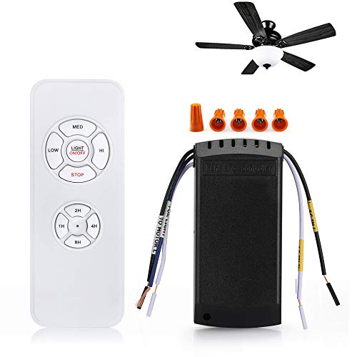QIACHIP Ventilador de techo universal con control remoto inalámbrico de 3 velocidades y control de luz, 4 temporizadores Kit de control remoto de lámpara de ventilador de 220 V para dormitorio, hogar, oficina