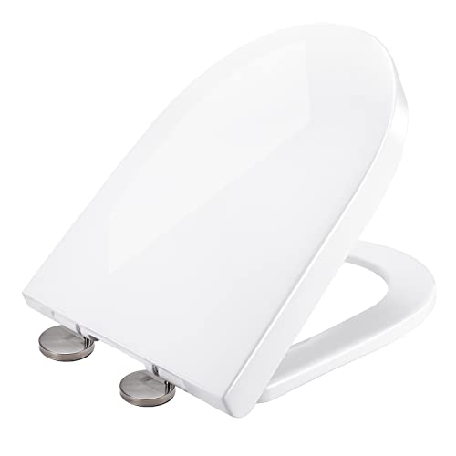 Tapa de inodoro, asiento de inodoro en forma de D de polipropileno XDHEK, tapa de inodoro de cierre suave, antideslizante y de liberación rápida (470 x 365 x 50 mm)