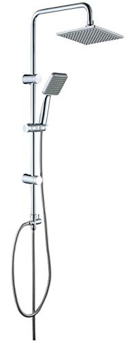 Columna de ducha JOHO sin grifería de baño Conjunto de ducha sin termostato Conjunto de ducha monomando con barra regulable en altura con rociador manual y rociador de 20x20cm.