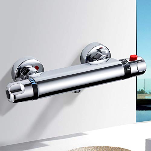Kisimixer Grifo de ducha termostático Ducha termostática Grifo de bañera Grifo de ducha termostático cromado moderno para baño 20-50 ℃