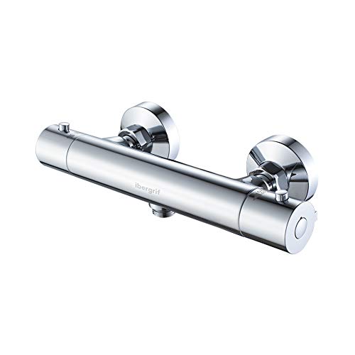 Ibergrif M21805-1 Termostato de pared, grifo termostático de ducha, cromo y plata