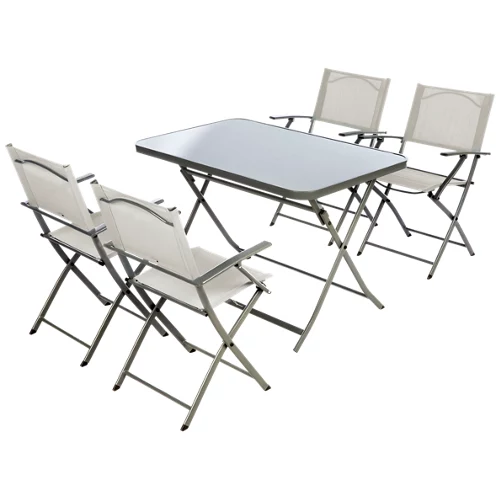 Conjunto de muebles de terraza de acero Emys para 4 personas