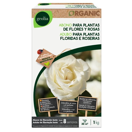 Abono para plantas de flores, rosas geolia uso ecologico 1kg