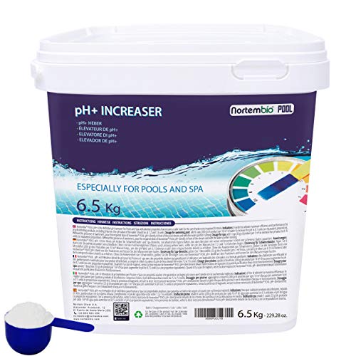 Nortembio Pool pH+ Plus 6,5 Kg, pH Natural + Elevador para piscinas y SPA.  Mejora la calidad del agua, regulador del pH, beneficioso para la salud.