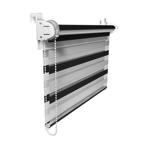 Victoria M. Duo Klemmfix Persiana de doble capa Fijación día y noche sin taladrar, para ventanas y puertas, translúcido y opaco, con tractor de cadena, 45 x 150 cm, blanco/negro