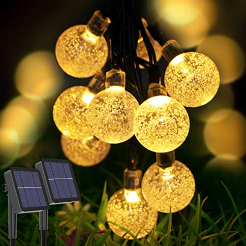 Guirnaldas Luces solares al aire libre [2 Pack]Kolpop Total 60 LED Crystal Ball String Light, Solar LED Crystal Ball Garland Decoración Luces Hogar Jardín Árboles Patio Bodas