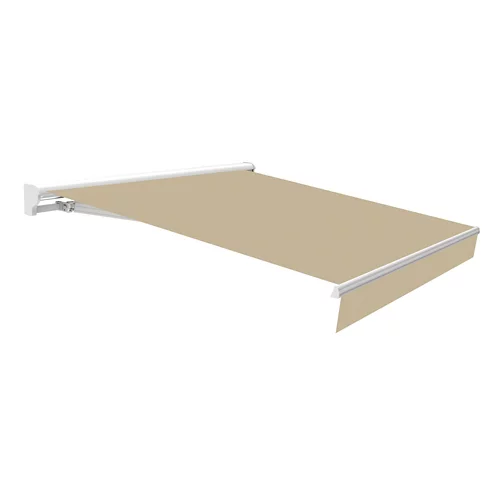 Toldo Osaka brazo tensado motorizado semi-box tejido blanco y beige 3,95x2m