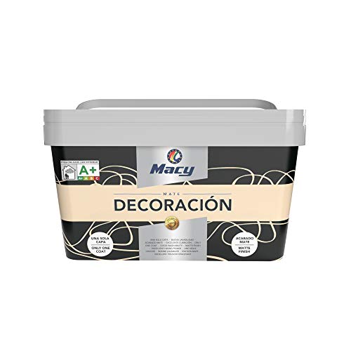 Pintura plástica mate Macy Decoración de interiores Excelente recubrimiento, perfecto acabado.  Crema.  4 litros