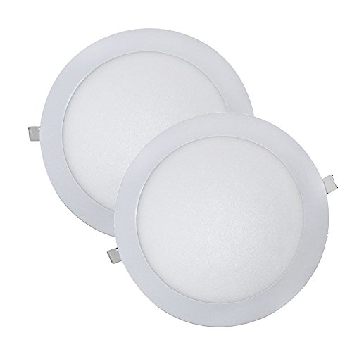 Wonderlamp W-E000045 - Paquete 2 x Downlight LED Extra Plano, Redondo, Blanco, 18W (1480 lm) Iluminación, 6000K (Luz Fría)