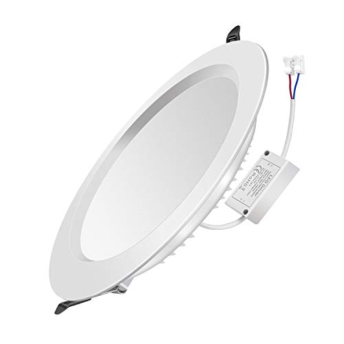Downlight LED empotrable redondo, Iluminación 30W (3000 lm), 6000K (Luz fría), Blanco, Foco LED empotrable, Ojos de buey LED 1 pack