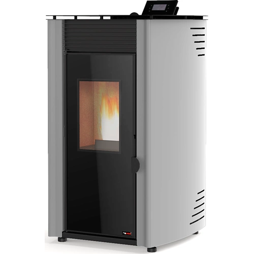 Soba pellets pod rojo primer avance 8 kw gris