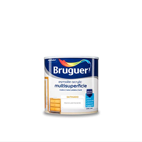 Esmalte Bruguer Acrílico Multisuperficies Permanente Blanco Satinado al agua 250 ml