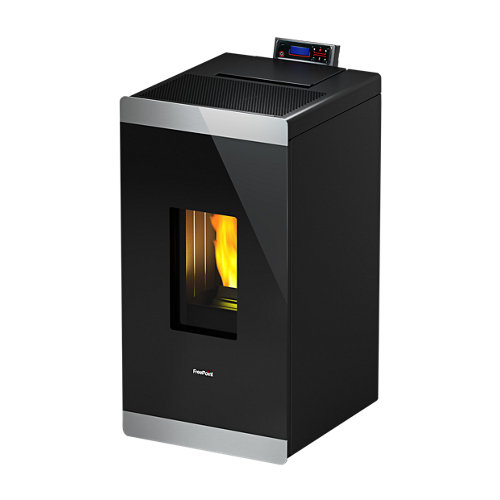 Estufa de pellets freepoint cristal 8,5 kw negra