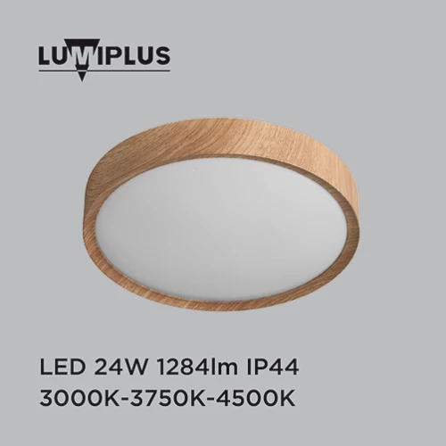 lumiplus asli plafón led 24w ip44 madera