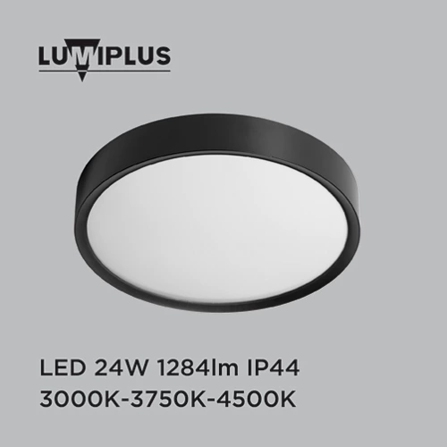 lumiplus plafón asli led 24w ip44 negro