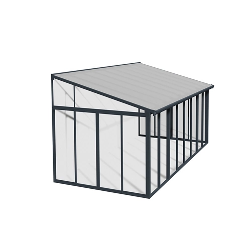 Pérgola gris sin remo de aluminio 294x556 cm