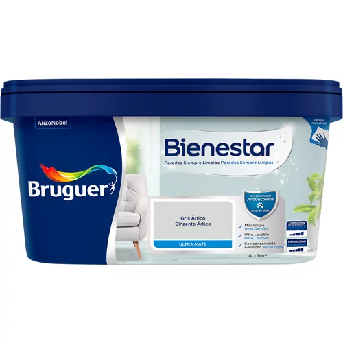 Bruguer pintura bienestar 4l gris ártico