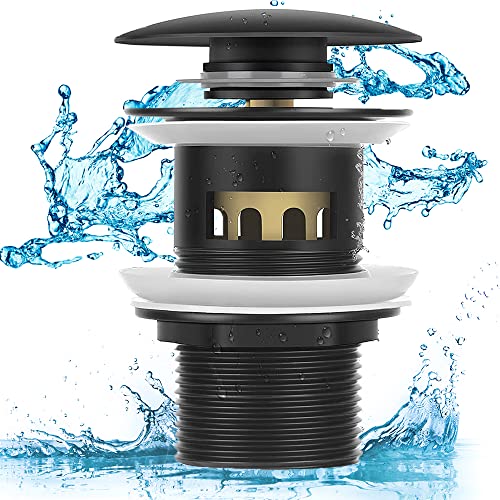 LWZko tapones de desagüe para fregadero, desagüe universal para fregadero con rebosadero, 1 1/4