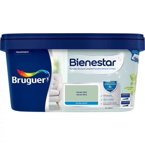 Pintura bienestar verde menta Bruguer 4l