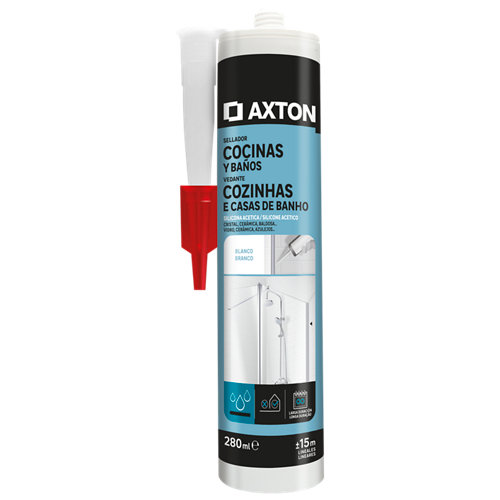 Silicona acética para cocinas y baños Axton 280 ml blanca