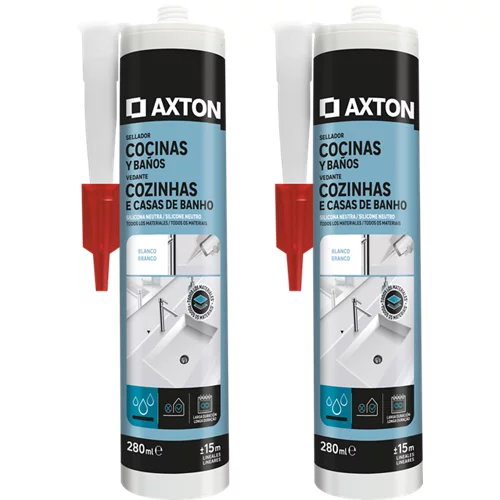 Pack de 2 siliconas neutras para cocinas y baños Axton 280 ml blanco