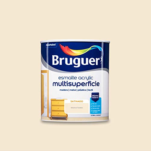 Bruguer Esmalte Acrílico Multisuperficies Satinado al Agua Blanco Hueso 750 ml