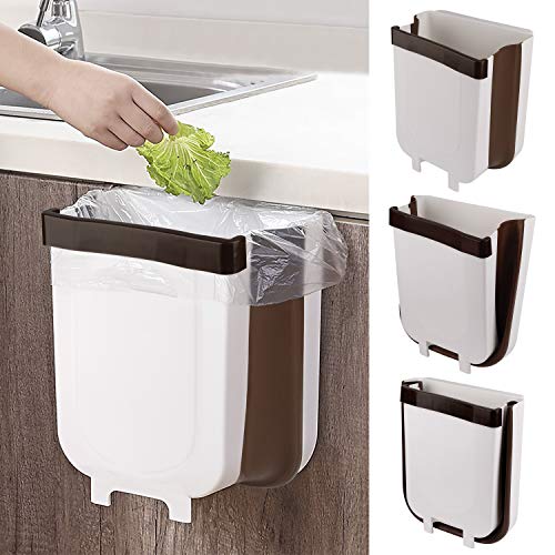 Cubo de basura plegable MaoXinTek, colgante 9 l, cubo de basura extraído para cocina, automóvil y dormitorio