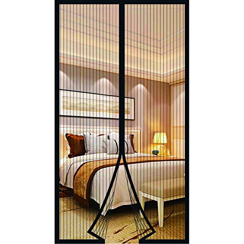 Mosquiteras para cortina magnética para puerta con imán externo corredero, antimosquitos con imanes, mosquiteras para ventana para puertas balconeras, magnéticas automáticas (80 x 210 cm, negro)
