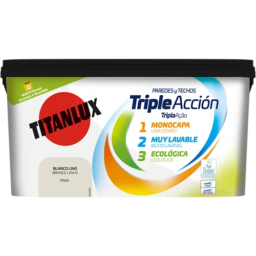 Pintura triple acción Titaniumlux 4l en color blanco
