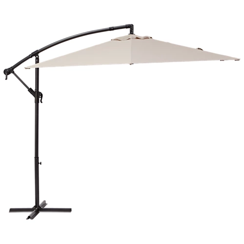 Paraguas redondo excéntrico de aluminio y acero fabricado en material polar marrón ø290 cm