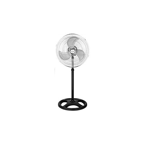 Ventilador con soporte ELECTROTEK, regulable en altura y motor silencioso.  Dispone de 3 velocidades, sin vibraciones sobre una base estable.  Potente: 80W.  Fácil de montar.