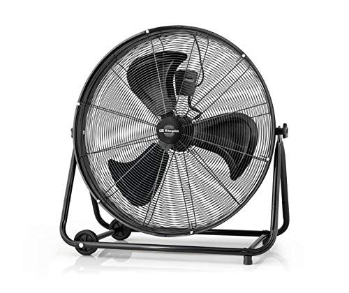 Ventilador industrial Orbegozo Pwt 3075 Power Fan, Cabeza abatible, Aspas metálicas 75 cm, 3 velocidades ventilación, ruedas de transporte, 200 W, metal
